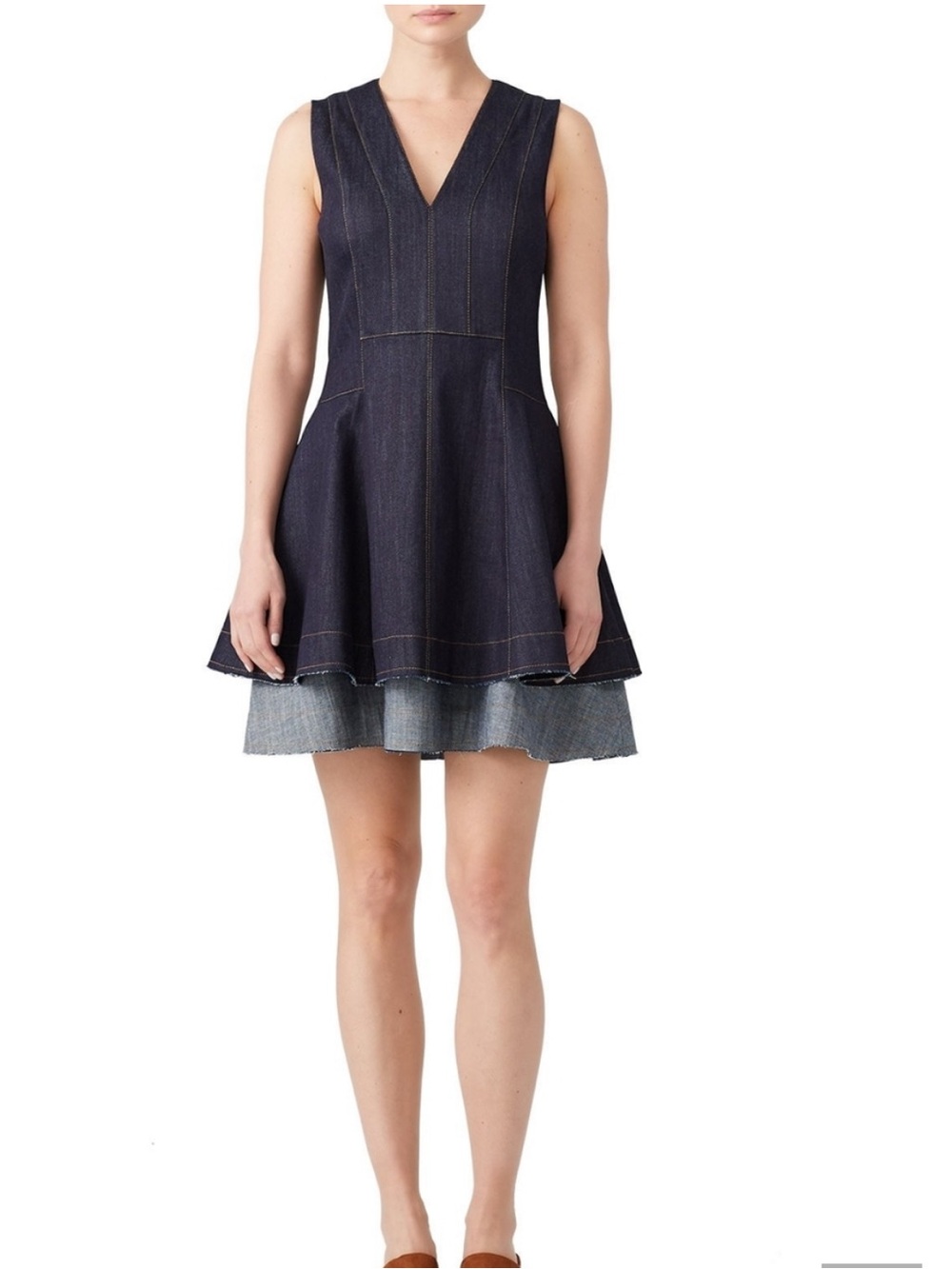 10 Crosby Derek Lam Indigo Denim Layered Skirt Sz 6